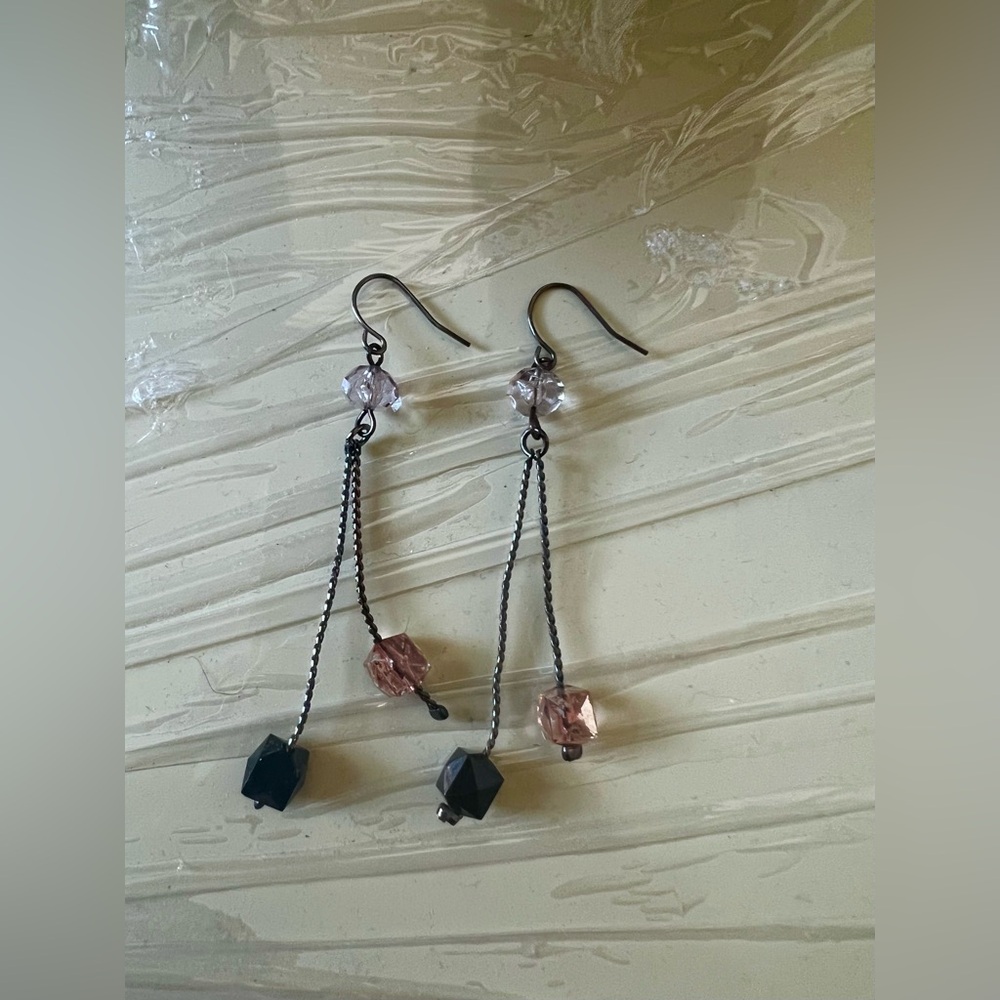 Pink & Black Dangle Earrings
